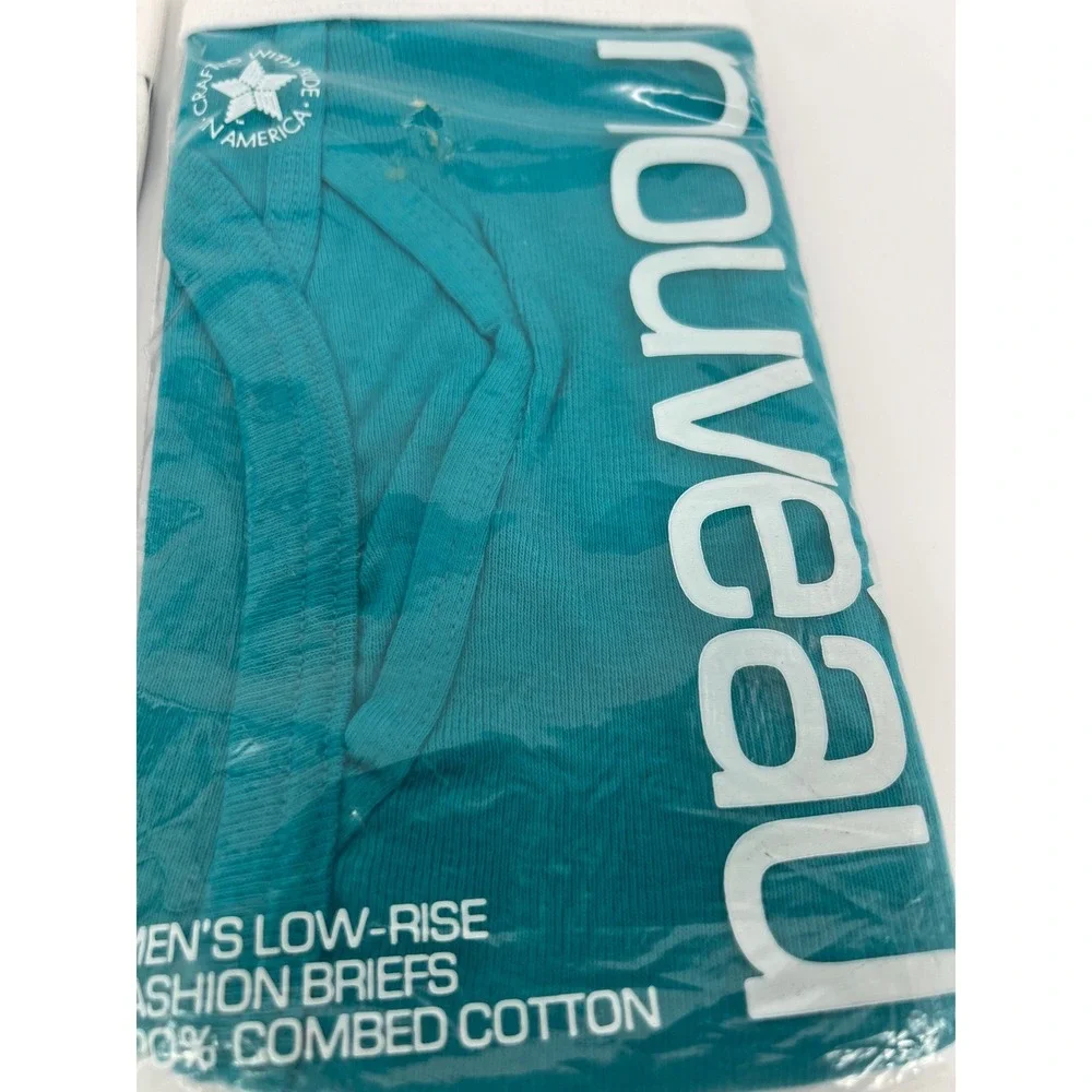 Nouveau Men Briefs Low-Rise Fashion Navy Teal Size S 30-32 Rare Deadstock 2Pk